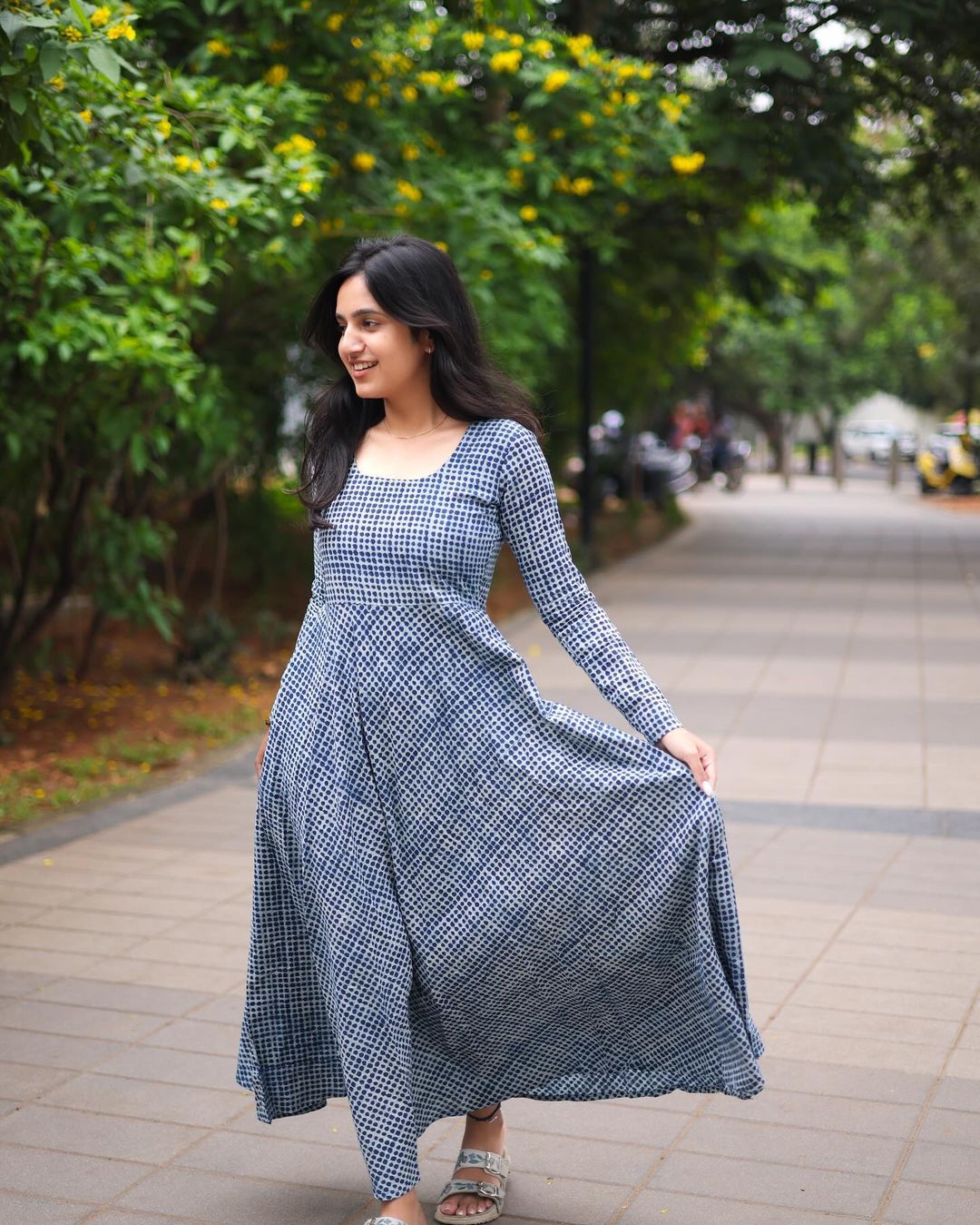 Cotton Blue dot Frock - Studio Thari